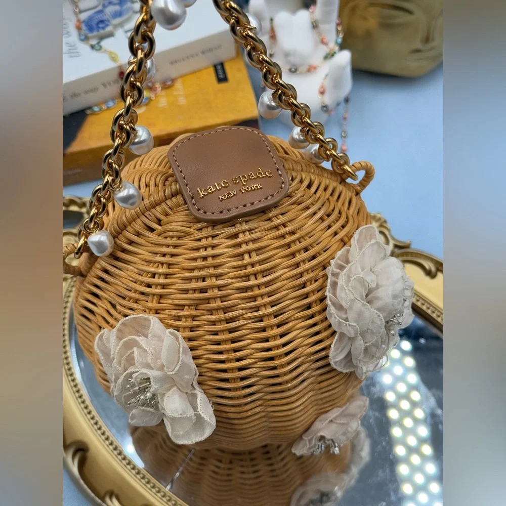 🆕 KATE SPADE NEW YORK 🧿 NWOT Bridal Wicker Bouquet Lantern Crossbody *SAMPLE*